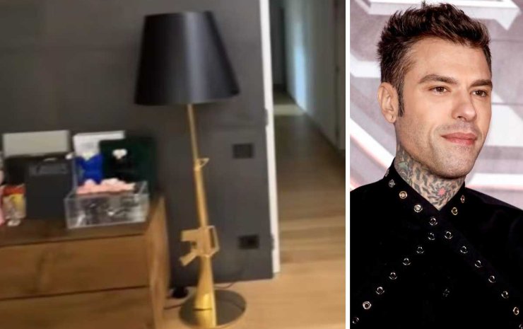 Fedez mostra la lampada di design